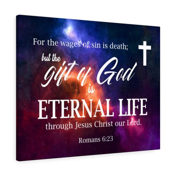 Scripture Canvas Gift of God is Eternal Life Romans 6:23 Christian Bible Verse Meaningful Framed Prints, Canvas Paintings