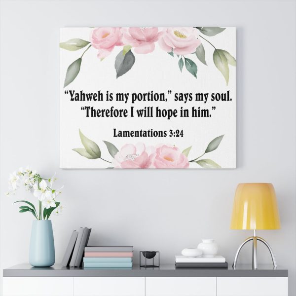 Bible Verse Canvas Yahweh is My Portion Lamentations 3:24 Christian Wall Art Scripture Ready to Hang Faith Print Framed Prints, Canvas Paintings - Image 4