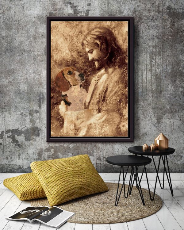 Jesus And Harrier Dog God For Gift For Dog Lovers Christian Framed Matte Canvas Framed Prints, Canvas Paintings - Image 2