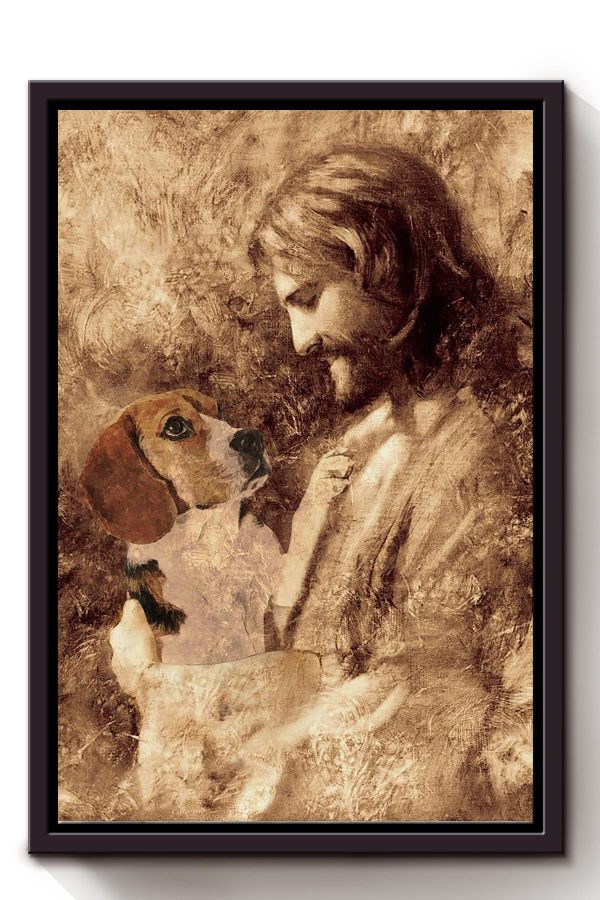 Jesus And Harrier Dog God For Gift For Dog Lovers Christian Framed Matte Canvas Framed Prints, Canvas Paintings