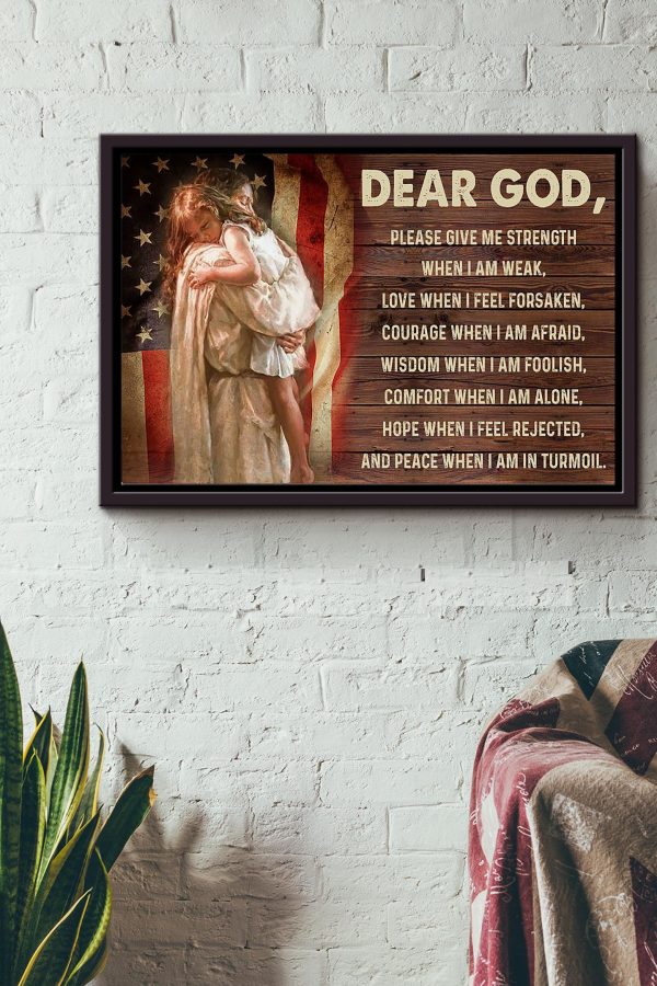 Dear God Please Give Me Strength Christian America Flag Canvas n Framed Matte Canvas - Image 2