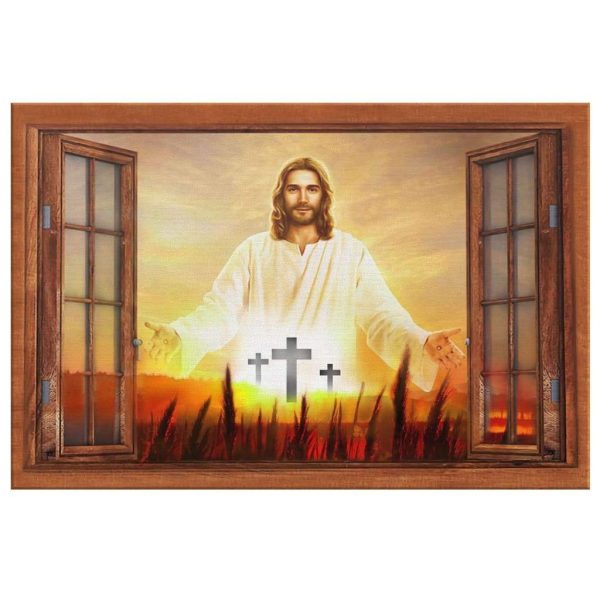 Jesus With Open Arms Christian Canvas Hanging Gift, Canvas Paiting Frames Print - Image 3