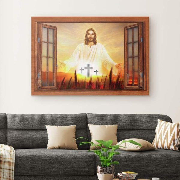 Jesus With Open Arms Christian Canvas Hanging Gift, Canvas Paiting Frames Print - Image 2