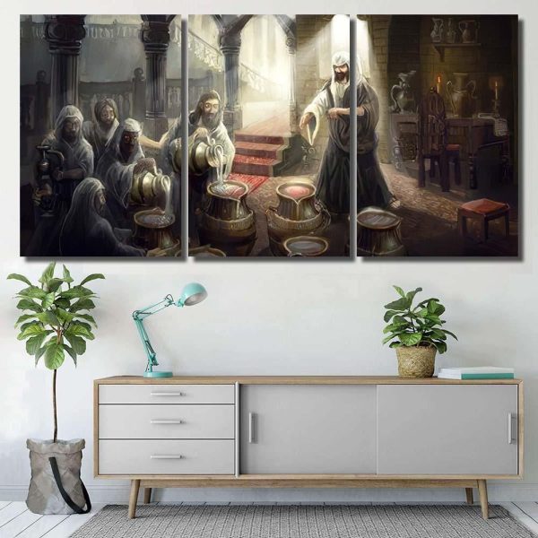 Jesus Christ Turn Water Int Wine Jesus Christian Premium Multi Canvas Prints, Multi Piece Panel Canvas Luxury Gallery Wall Fine Art Print - Image 6