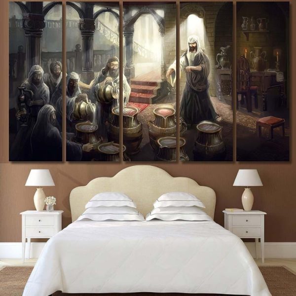 Jesus Christ Turn Water Int Wine Jesus Christian Premium Multi Canvas Prints, Multi Piece Panel Canvas Luxury Gallery Wall Fine Art Print - Image 8