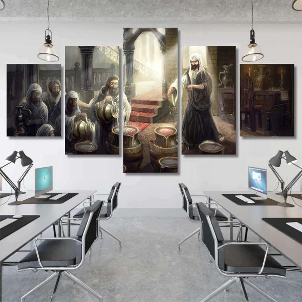 Jesus Christ Turn Water Int Wine Jesus Christian Premium Multi Canvas Prints, Multi Piece Panel Canvas Luxury Gallery Wall Fine Art Print - Image 7