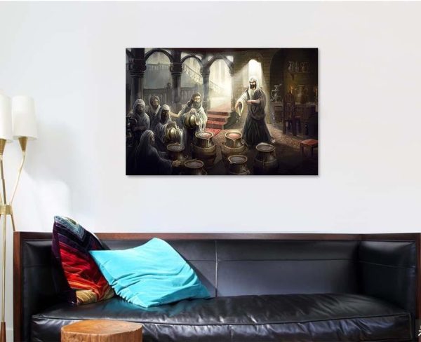 Jesus Christ Turn Water Int Wine Jesus Christian Premium Multi Canvas Prints, Multi Piece Panel Canvas Luxury Gallery Wall Fine Art Print - Image 4