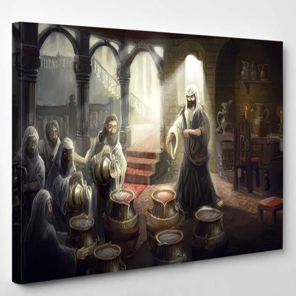 Jesus Christ Turn Water Int Wine Jesus Christian Premium Multi Canvas Prints, Multi Piece Panel Canvas Luxury Gallery Wall Fine Art Print