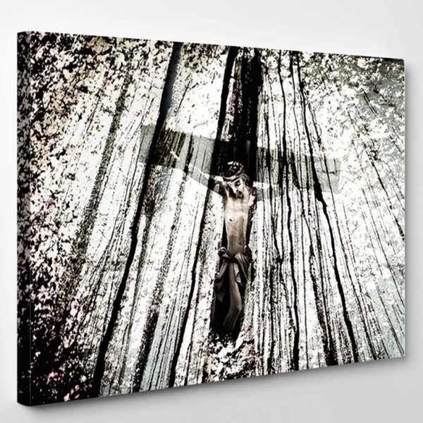 Double Exposure Jesus Cross On Abstract Jesus Christian Premium Multi Canvas Prints, Multi Piece Panel Canvas Luxury Gallery Wall Fine Art Print