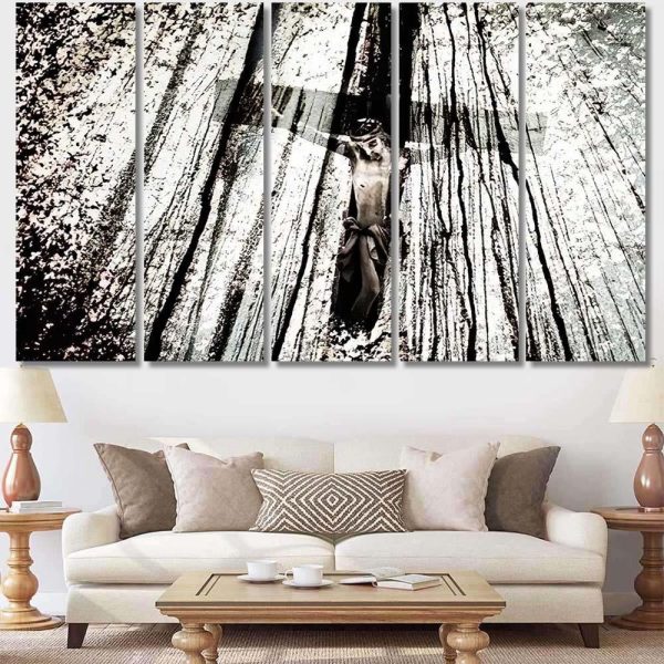 Double Exposure Jesus Cross On Abstract Jesus Christian Premium Multi Canvas Prints, Multi Piece Panel Canvas Luxury Gallery Wall Fine Art Print - Image 7