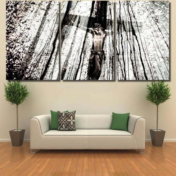 Double Exposure Jesus Cross On Abstract Jesus Christian Premium Multi Canvas Prints, Multi Piece Panel Canvas Luxury Gallery Wall Fine Art Print - Image 5