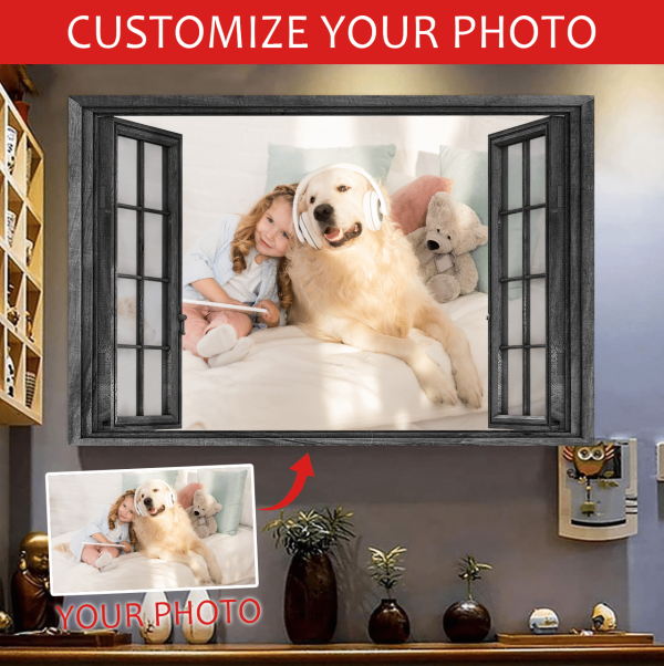 Golden Retriever 3D Decor Your Photo Personalized Photo Gift Idea Gift Husband Gift Wife Pets Lover Framed Prints, Canvas Paintings - Image 2