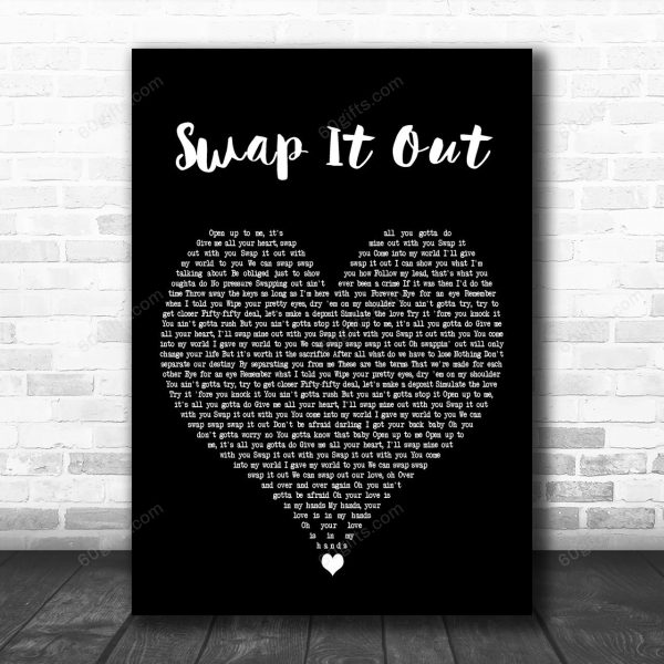 Justin Bieber Swap It Out Black Heart Decorative Art Gift Song Lyric Print - Canvas Print Wall Art Home Decor