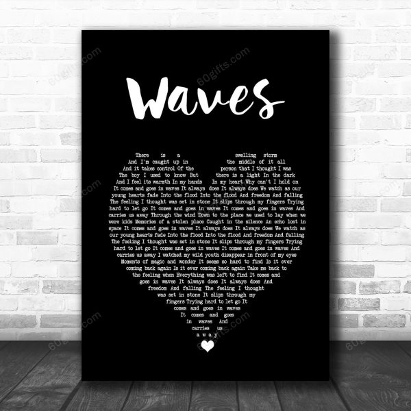 Dean Lewis Waves Black Heart Song Lyric Art Music Print - Canvas Print Wall Art Home Decor