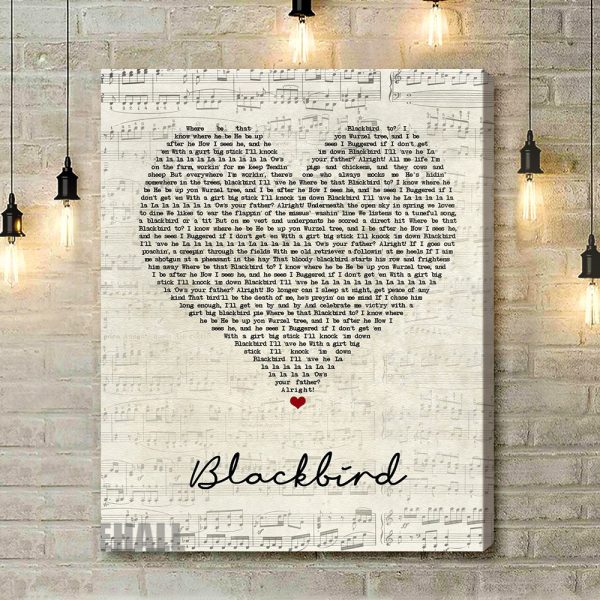 The Wurzels Blackbird Script Heart Song Lyric Art Print - Canvas Print Wall Art Home Decor