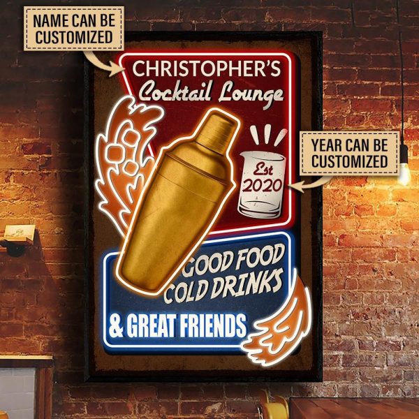 here Gifts Personalized Bartender Cocktail Lounge Good Food Canvas Home Decor