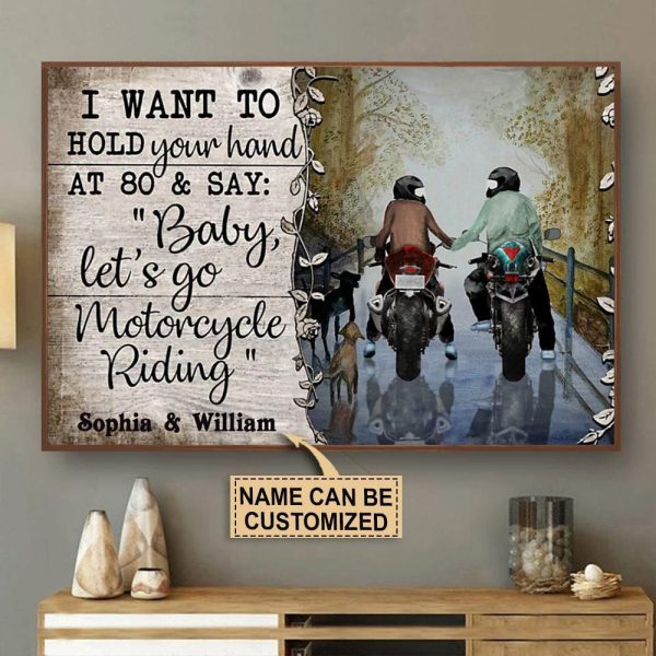 here Gifts Personalized Motorcycling Hold Your Hand Motorcycle Riding Canvas Home Decor