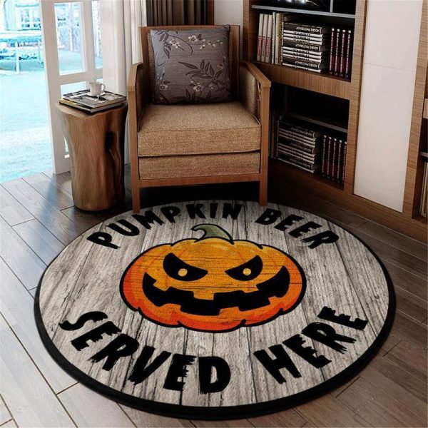 Pumkin Beer Serve Here Round Mat Round Floor Mat Room Rugs Carpet Outdoor Rug Washable Rugs