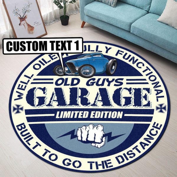 Personalized Garage Garage Decor, Home Bar Decor Hot Rod Round Mat