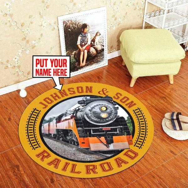 Personalized Sp Southern Pacific Line Steam Locomotive The Coast Daylight Train Vintage Round Mat Round Floor Mat Room Rugs Carpet Outdoor Rug Washable Rugs