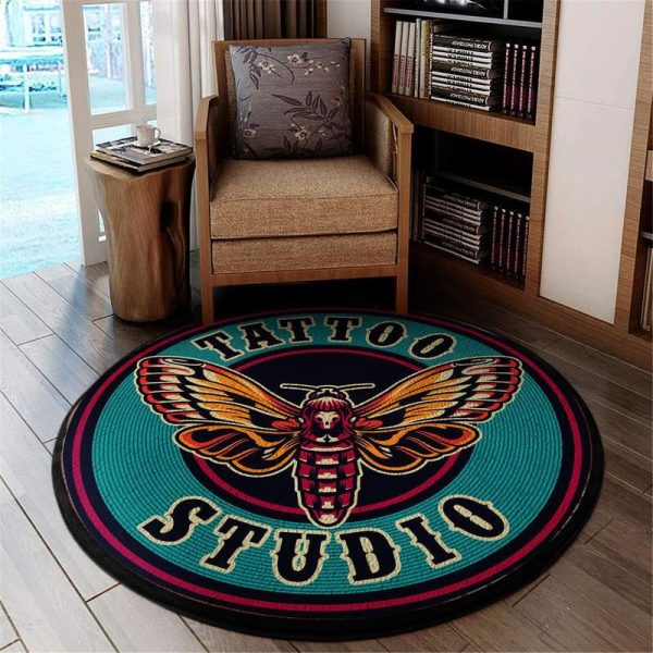 Dead Moth Tattoo Round Mat Round Floor Mat Room Rugs Carpet Outdoor Rug Washable Rugs