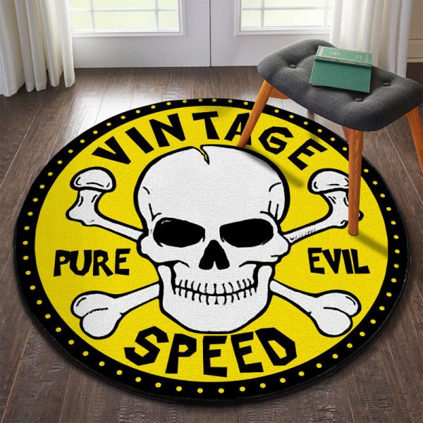 Vintage Speed Pure Evil Round Mat Round Floor Mat Room Rugs Carpet Outdoor Rug Washable Rugs