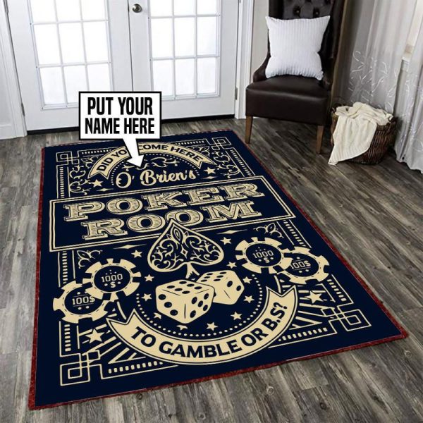 Personalized Poker Game Room Living Room Round Mat Circle Rug