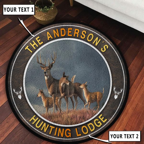 Deer Hunting Whitetail Deer Family Round Rug, Carpet 09784