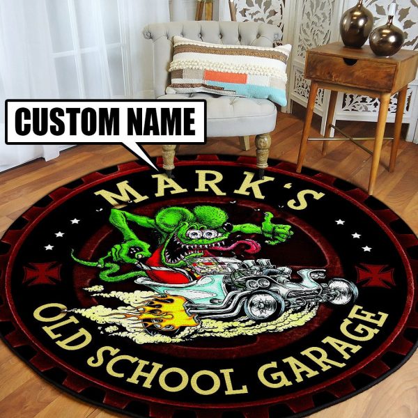 Personalized Rat Fink Old School Garage Round Mat Round Floor Mat Room Rugs Carpet Outdoor Rug Washable Rugs - Image 2