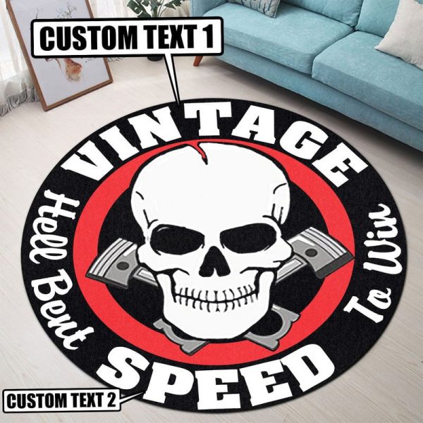 Personalized Vintage Speed Hell Bent To Win Hot Rod Round Mat Round Floor Mat Room Rugs Carpet Outdoor Rug Washable Rugs - Image 3