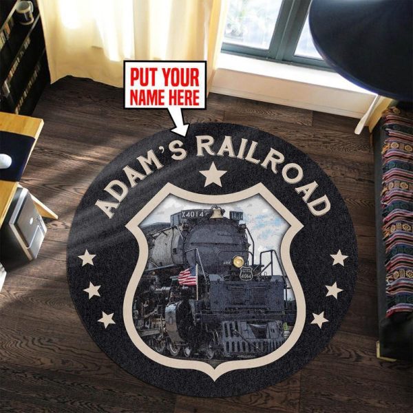 Personalized Big Boys Railroad Train Room Round Mat Round Floor Mat Room Rugs Carpet Outdoor Rug Washable Rugs - Image 2