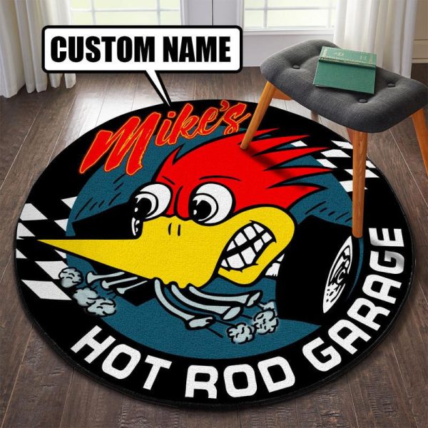 Personalized Woodpecker Hot Rod Round Mat Round Floor Mat Room Rugs Carpet Outdoor Rug Washable Rugs - Image 3