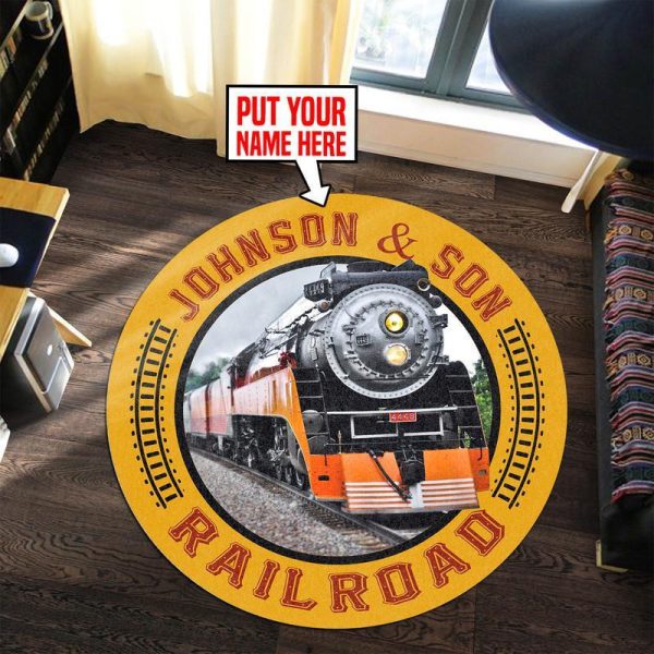 Personalized Sp Southern Pacific Line Steam Locomotive The Coast Daylight Train Vintage Round Mat Round Floor Mat Room Rugs Carpet Outdoor Rug Washable Rugs - Image 2