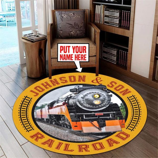 Personalized Sp Southern Pacific Line Steam Locomotive The Coast Daylight Train Vintage Round Mat Round Floor Mat Room Rugs Carpet Outdoor Rug Washable Rugs - Image 3