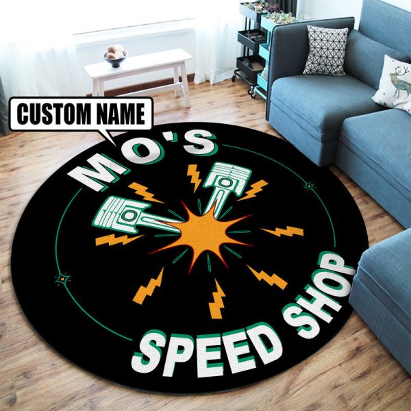 Personalized Speed Shop Hot Rod Round Mat Round Floor Mat Room Rugs Carpet Outdoor Rug Washable Rugs - Image 2