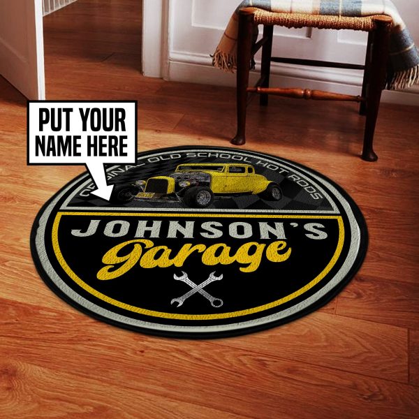 Personalize Hot Rod Garage Round Mat Round Floor Mat Room Rugs Carpet Outdoor Rug Washable Rugs - Image 2