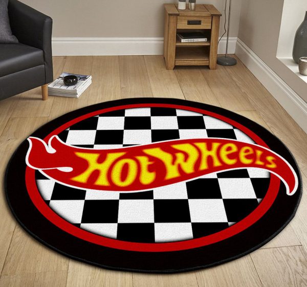 Hot Wheelsgarage Decor, Home Bar Decor Hot Rod Round Mat - Image 3