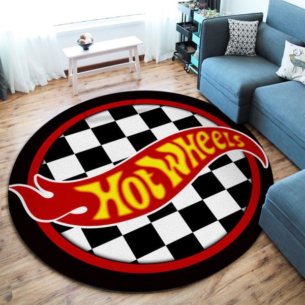 Hot Wheelsgarage Decor, Home Bar Decor Hot Rod Round Mat - Image 2