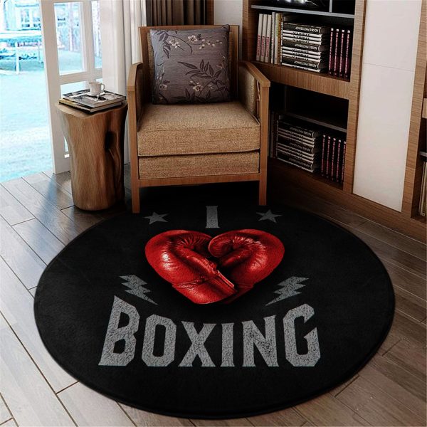 I Love Boxing Round Rug, Carpet 07505 - Image 2