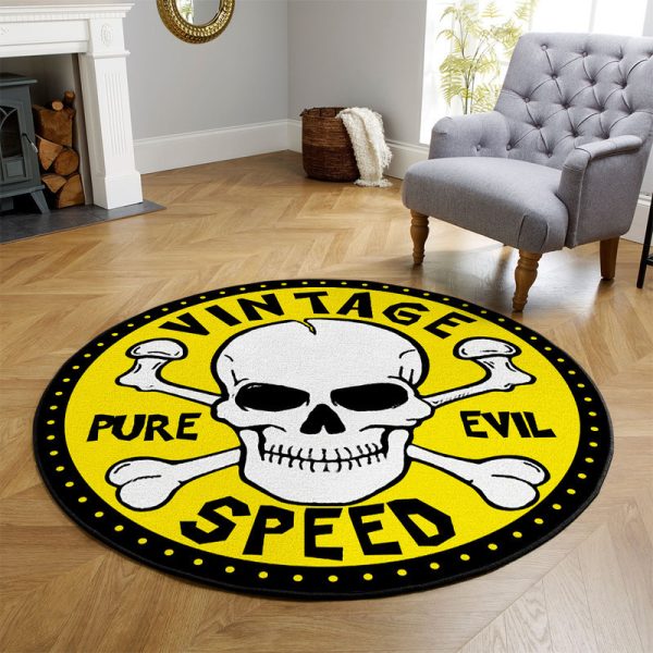 Vintage Speed Pure Evil Round Mat Round Floor Mat Room Rugs Carpet Outdoor Rug Washable Rugs - Image 3