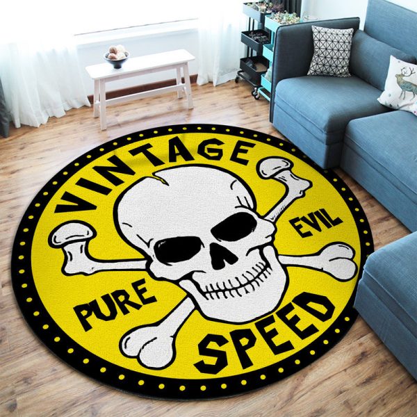 Vintage Speed Pure Evil Round Mat Round Floor Mat Room Rugs Carpet Outdoor Rug Washable Rugs - Image 2