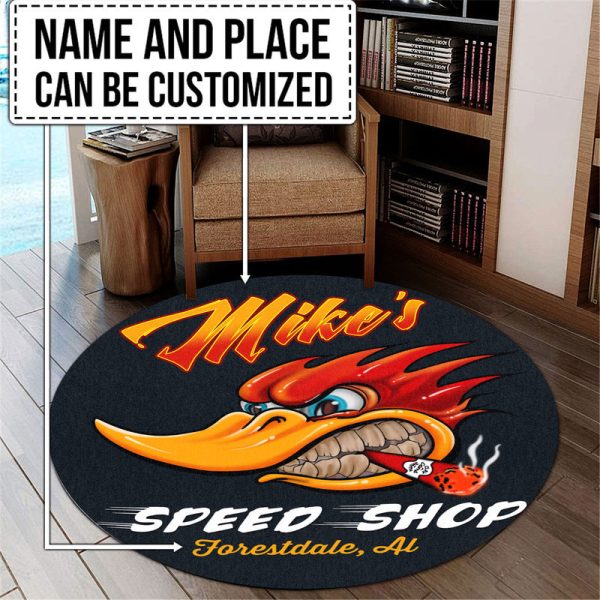 Personalized Woodpecker Hot Rod Round Mat Round Floor Mat Room Rugs Carpet Outdoor Rug Washable Rugs - Image 2