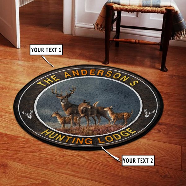 Deer Hunting Whitetail Deer Family Round Rug, Carpet 09784 - Image 2