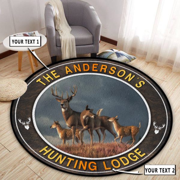 Deer Hunting Whitetail Deer Family Round Rug, Carpet 09784 - Image 3