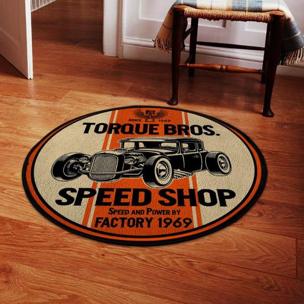 Torque Brothers Speed Shop Living Room Round Mat Circle Rug - Image 2