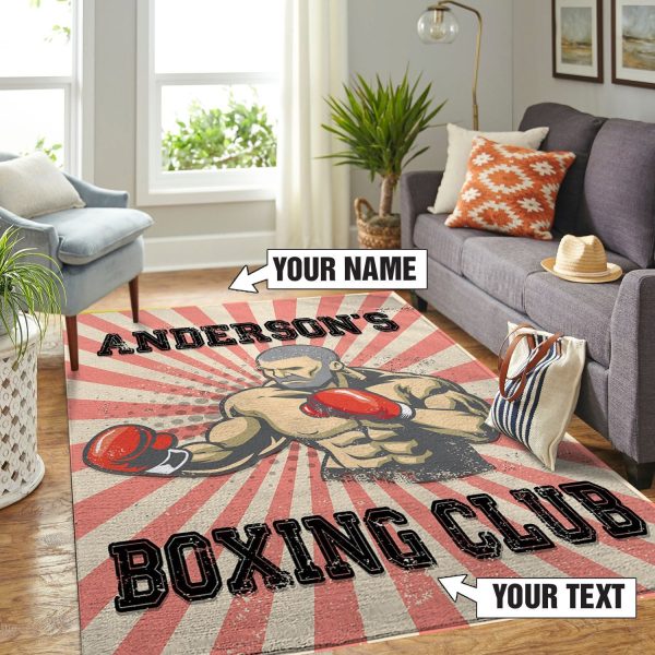 Personalized Boxing Fitness Home Gym Area Rug Washable Rugs Carpet - Image 2