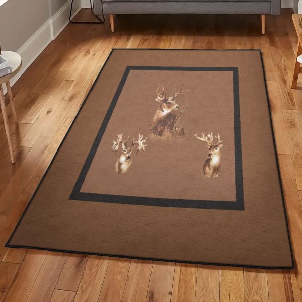 Deer Hunting Season Modern Deer Hungting Rug Rectangle Rugs Washable Area Rug Non-Slip Carpet For Living Room Bedroom