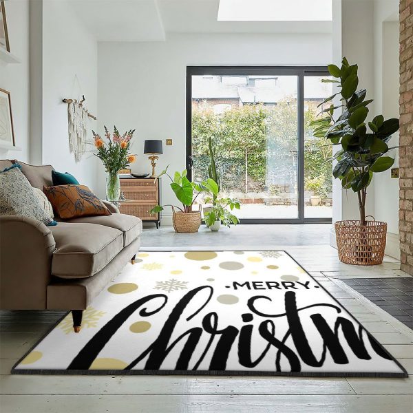 Xmas Decoration Merry Christmas Rug Rectangle Rugs Washable Area Rug Non-Slip Carpet For Living Room Bedroom