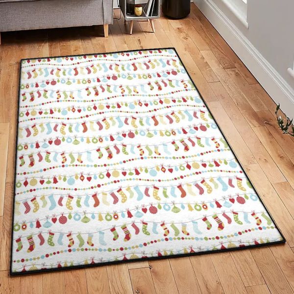 Xmas Christmas Rug Rectangle Rugs Washable Area Rug Non-Slip Carpet For Living Room Bedroom - Image 2