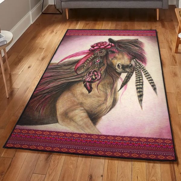 Riding Horse Bedroom Rugs Horse Beautiful Rug Rectangle Rugs Washable Area Rug Non-Slip Carpet For Living Room Bedroom